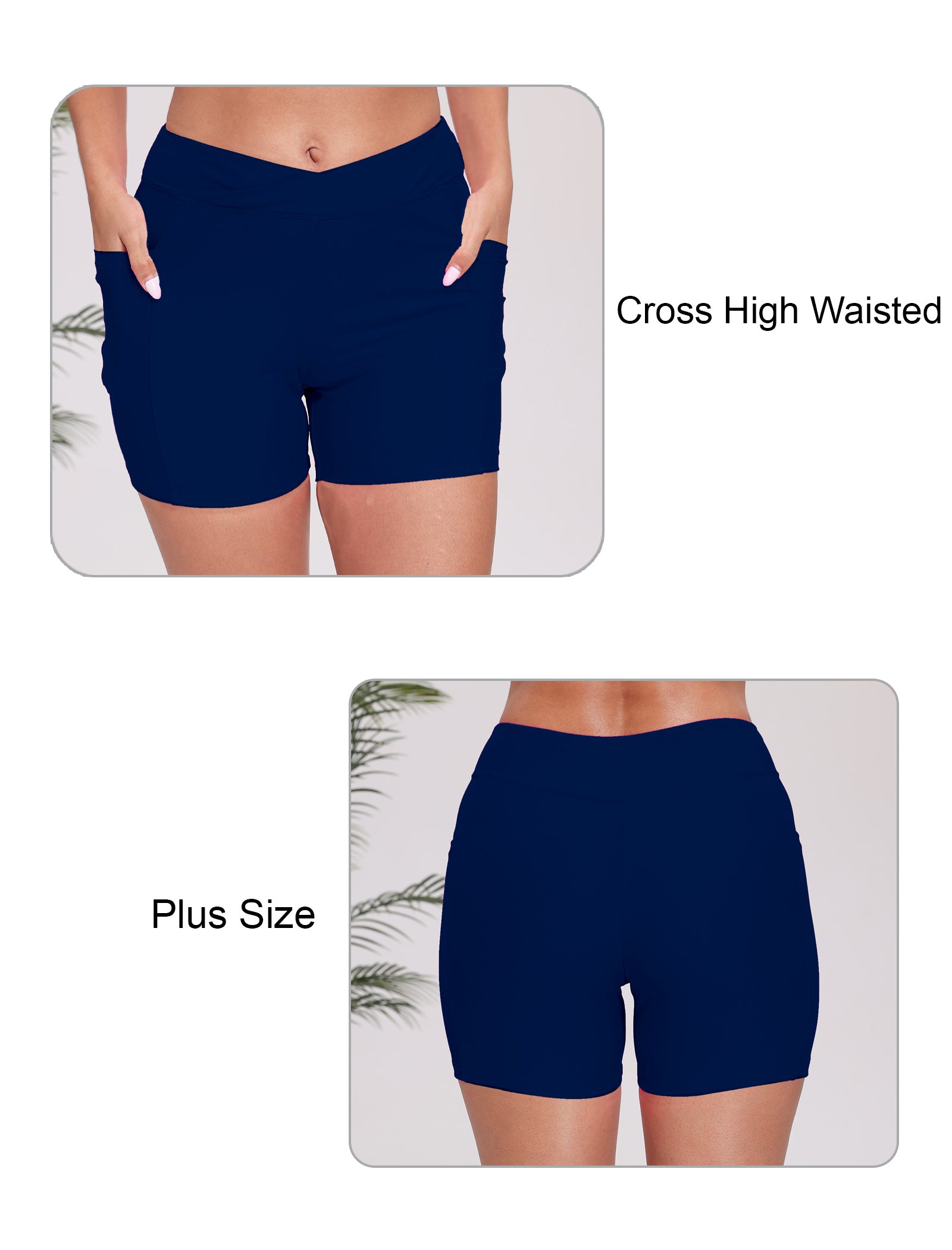 Cross High Waisted 5" Swim Board Shorts with Pockets (Available in Plus)