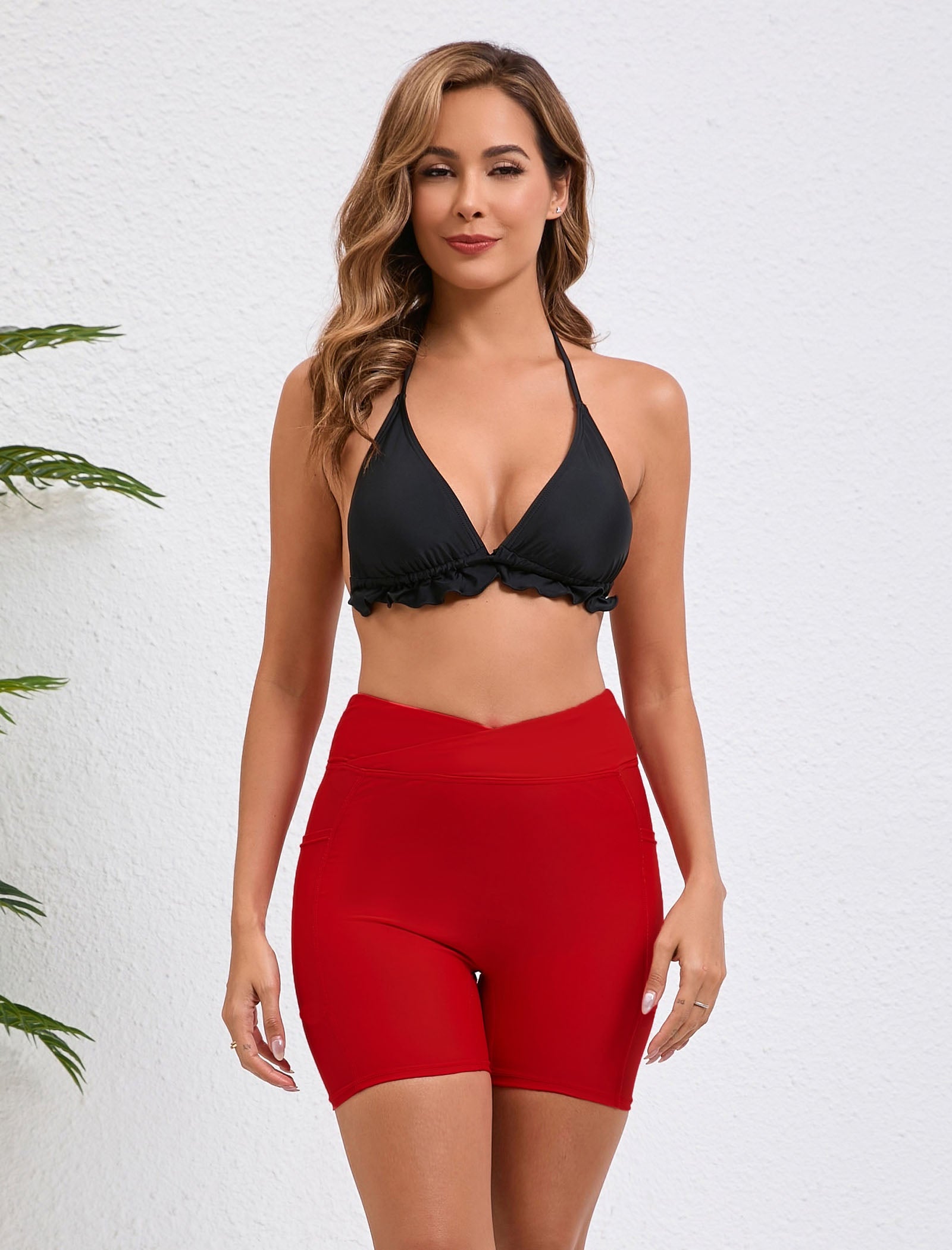 Cross High Waisted 5" Swim Board Shorts with Pockets (Available in Plus)