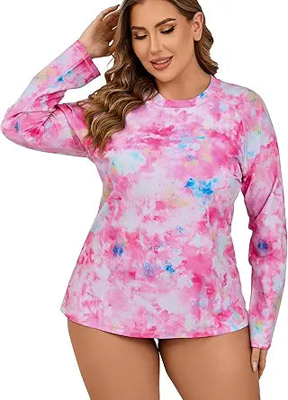 Halcurt Women Plus Size Rash Guard Swimwear