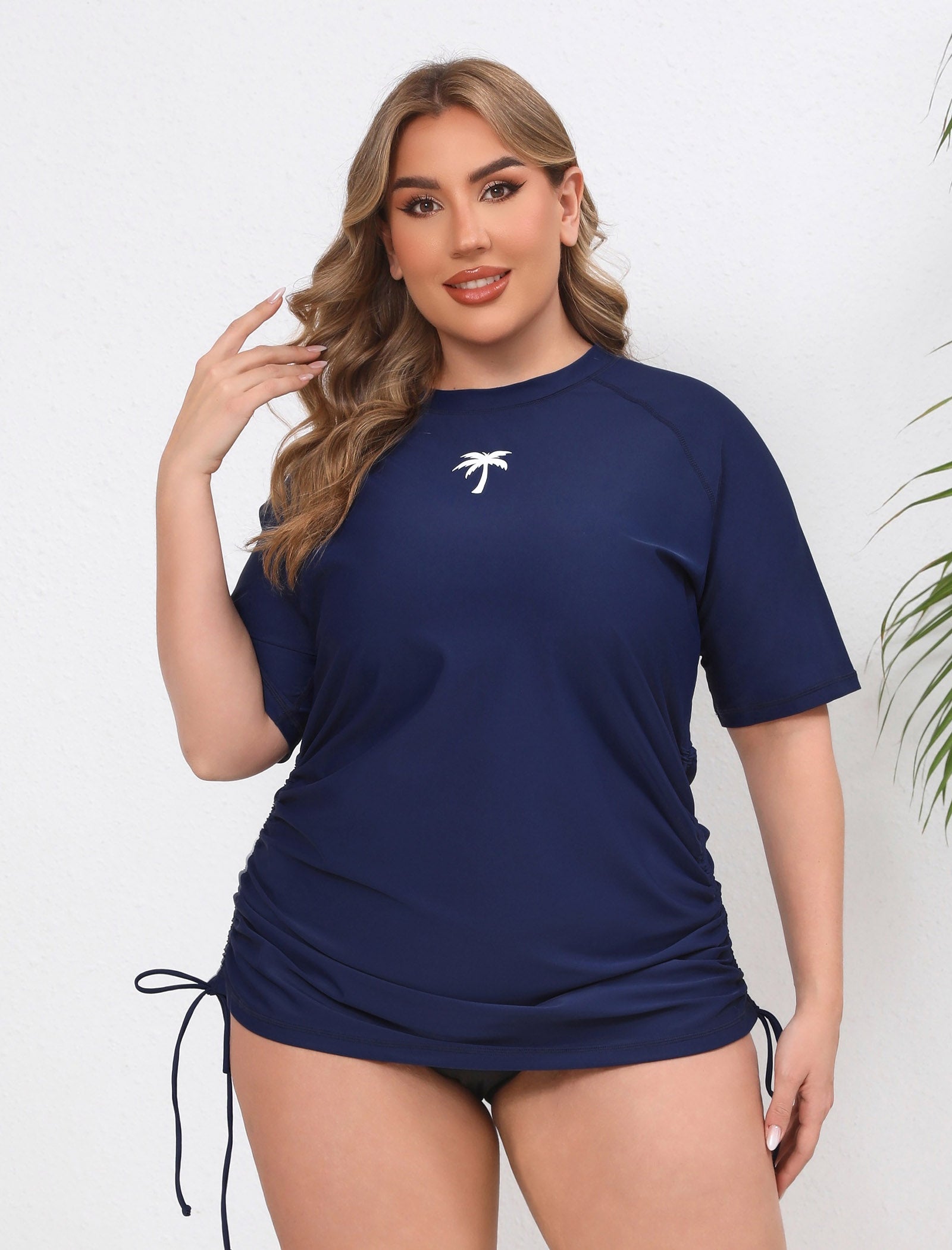 Haut de maillot de bain à manches courtes Halcurt pour femmes grandes tailles