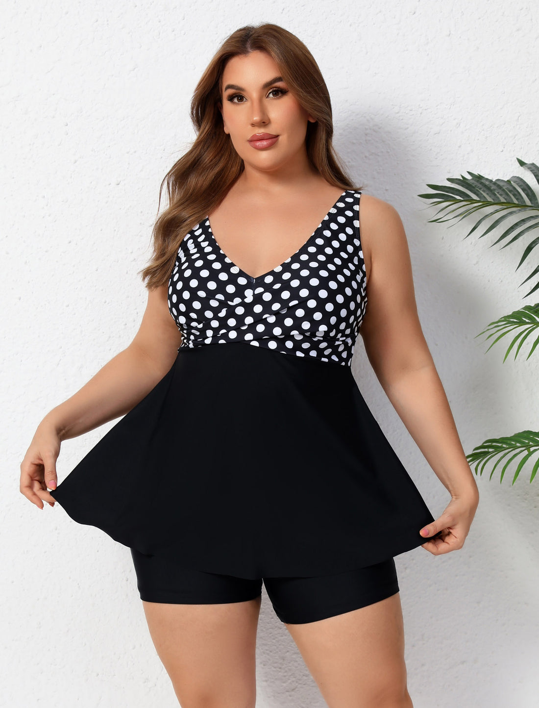 Ocean Ready Plus Size Twist Front Two Piece Tankini Sets with 5" Inseam Boyshorts