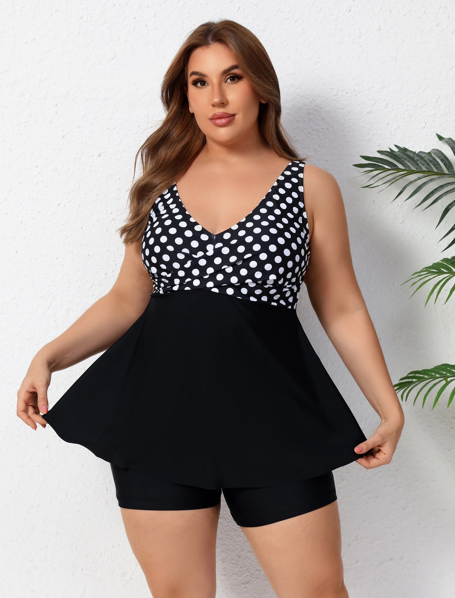 Ocean Ready Plus Size Twist Front Two Piece Tankini Sets with 5" Inseam Boyshorts