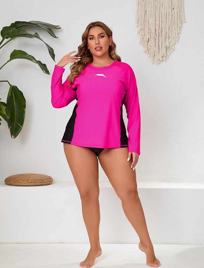 Halcurt Women Plus Size Rash Guard Swimwear