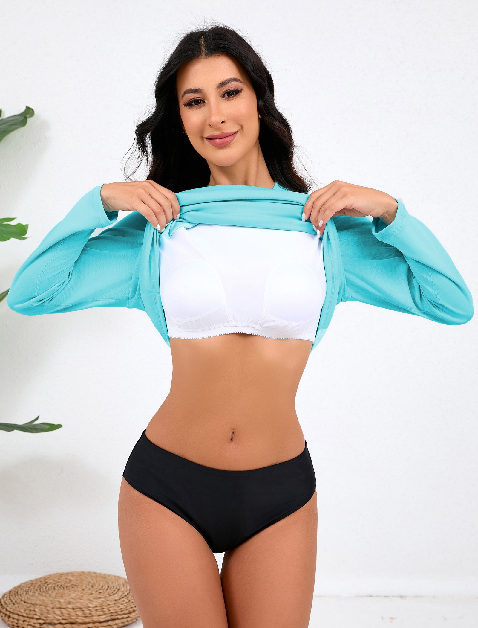 Sand &amp; Sun Long Sleeve Rash Guard Shirts with Built in Bra Light Weight