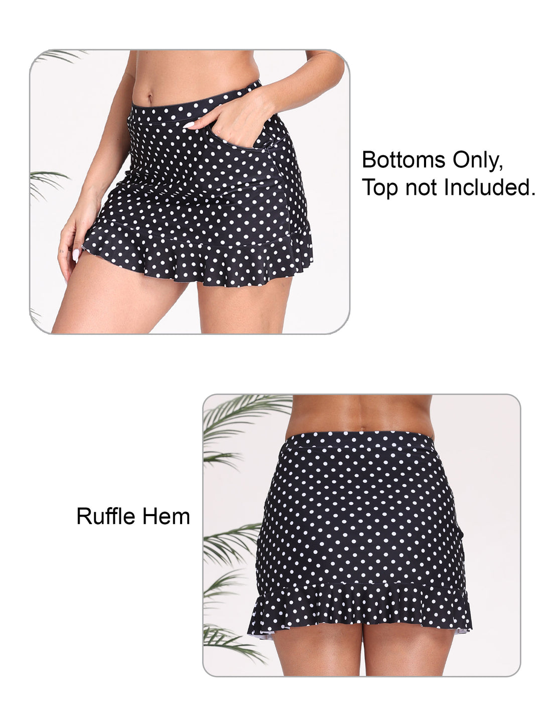 All-Day Magic Ruffle Swim Skirts Built in Briefs with Side Pockets