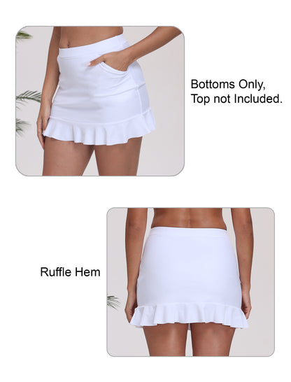 All-Day Magic Ruffle Swim Skirts Built in Briefs with Side Pockets