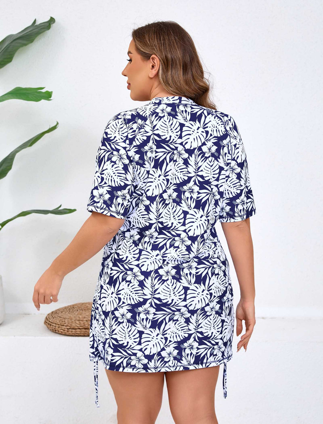 Halcurt Women Plus Size Swim Shirt Short Sleeve Top