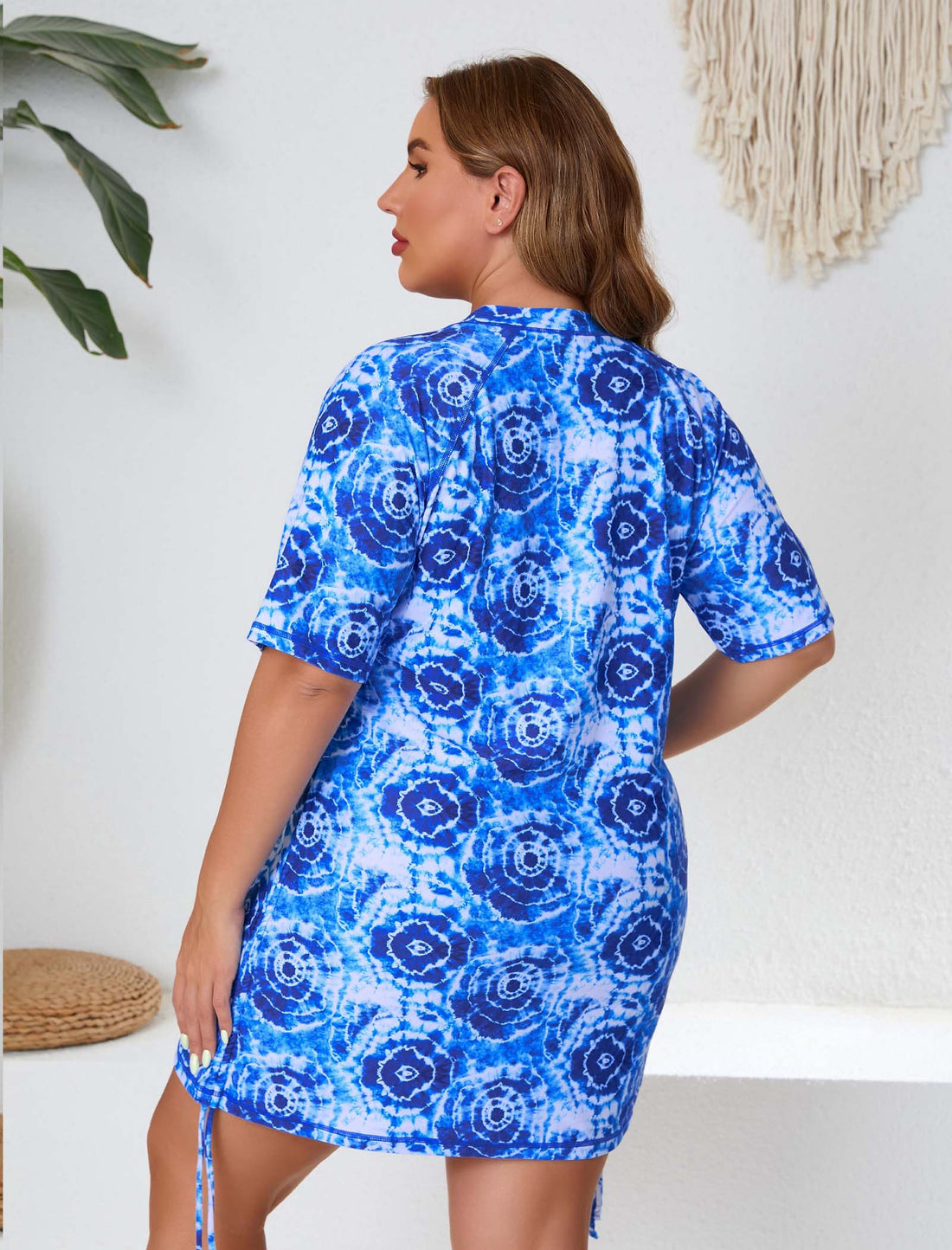 Halcurt Women Plus Size Swim Shirt Short Sleeve Top