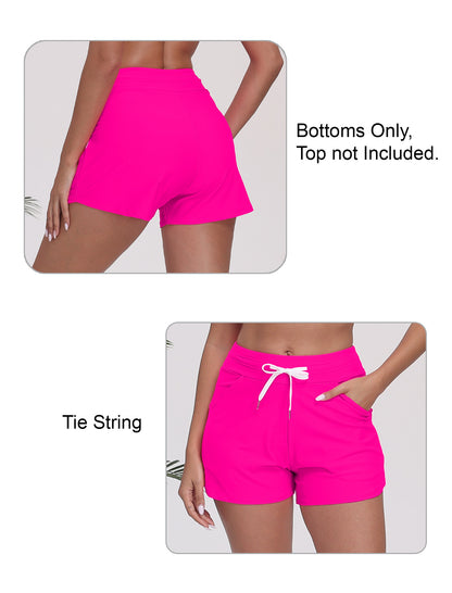Beach Companion Tie String Swim Board Shorts with Liner and Side Pockets