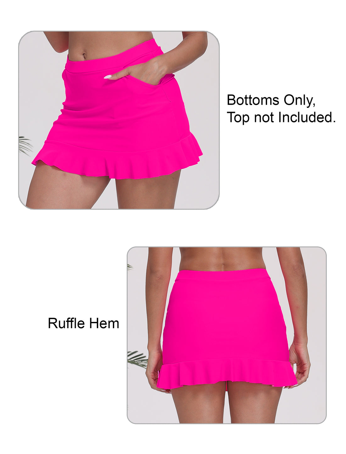 All-Day Magic Ruffle Swim Skirts Built in Briefs with Side Pockets