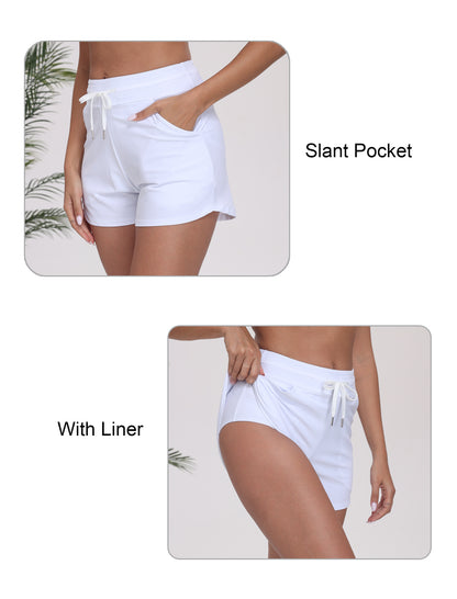 Beach Companion Tie String Swim Board Shorts with Liner and Side Pockets