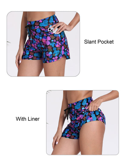 Beach Companion Tie String Swim Board Shorts with Liner and Side Pockets