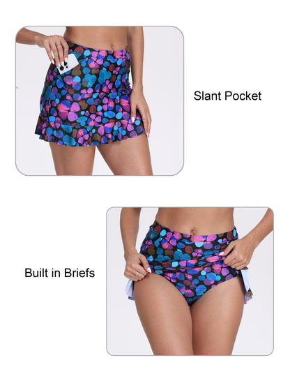All-Day Magic Ruffle Swim Skirts Built in Briefs with Side Pockets