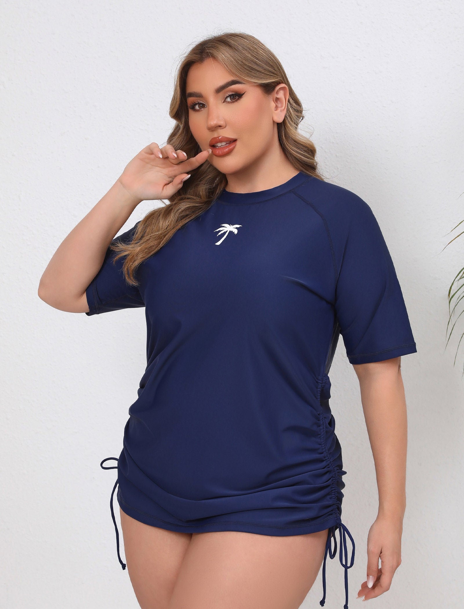 Haut de maillot de bain à manches courtes Halcurt pour femmes grandes tailles