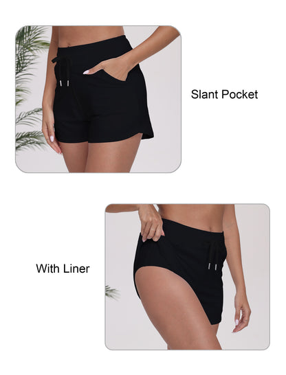 Beach Companion Tie String Swim Board Shorts with Liner and Side Pockets