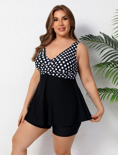 Ocean Ready Plus Size Twist Front Two Piece Tankini Sets with 5" Inseam Boyshorts