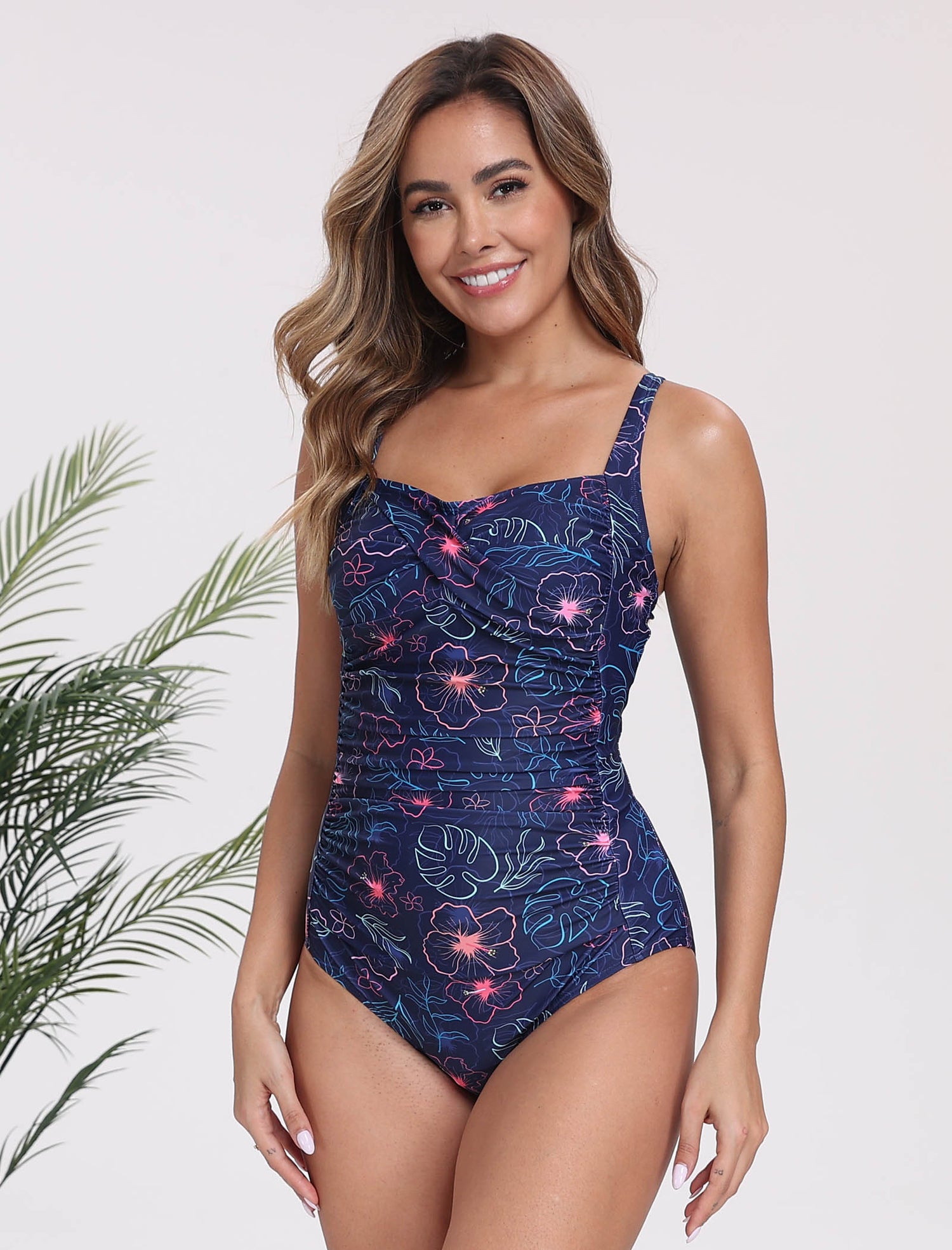 Vintage Twist Front Push Up One Piece Swimsuit