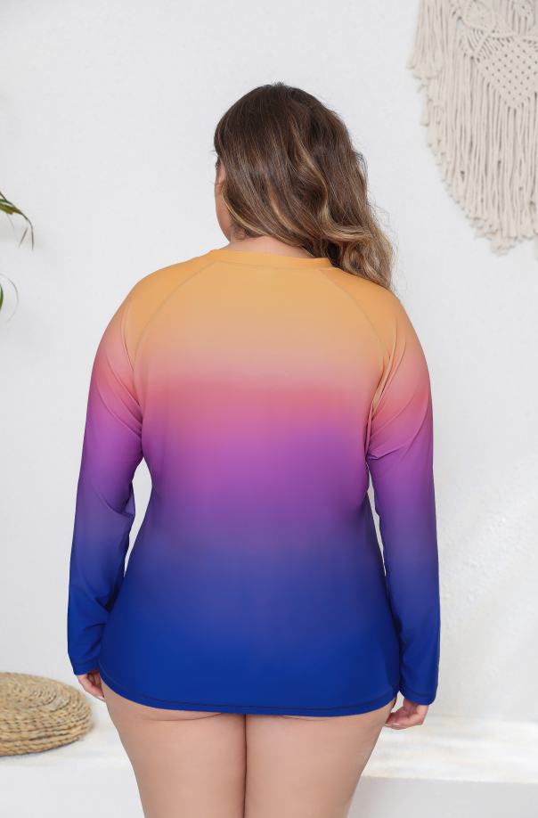 Halcurt Women Plus Size Long Sleeve Rash Guard Swimsuit Top