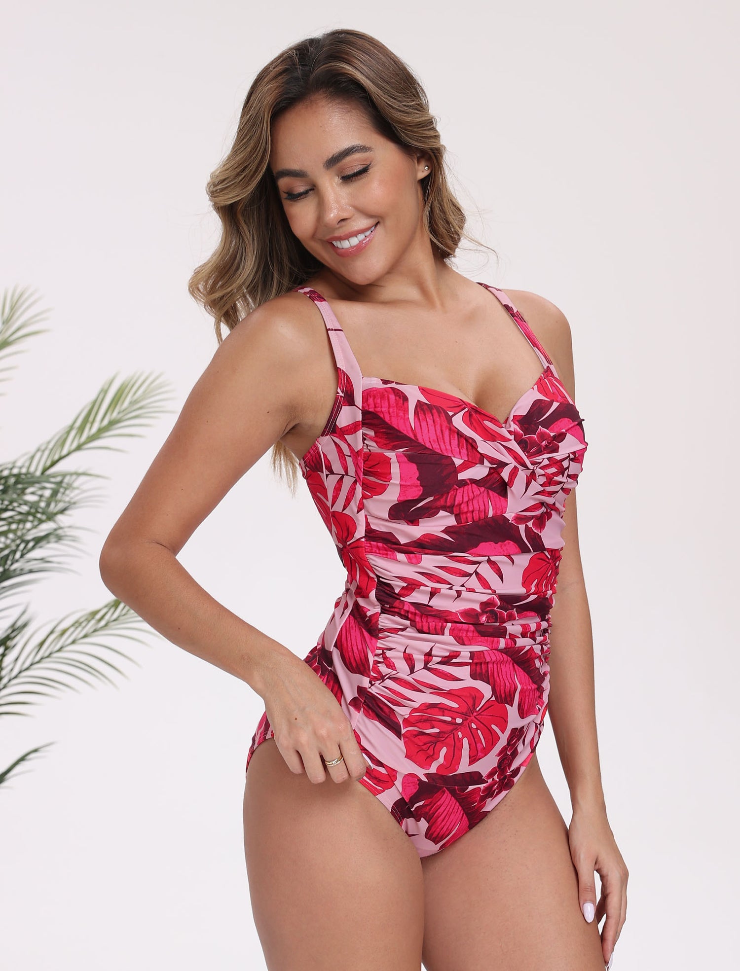 Vintage Twist Front Push Up One Piece Swimsuit