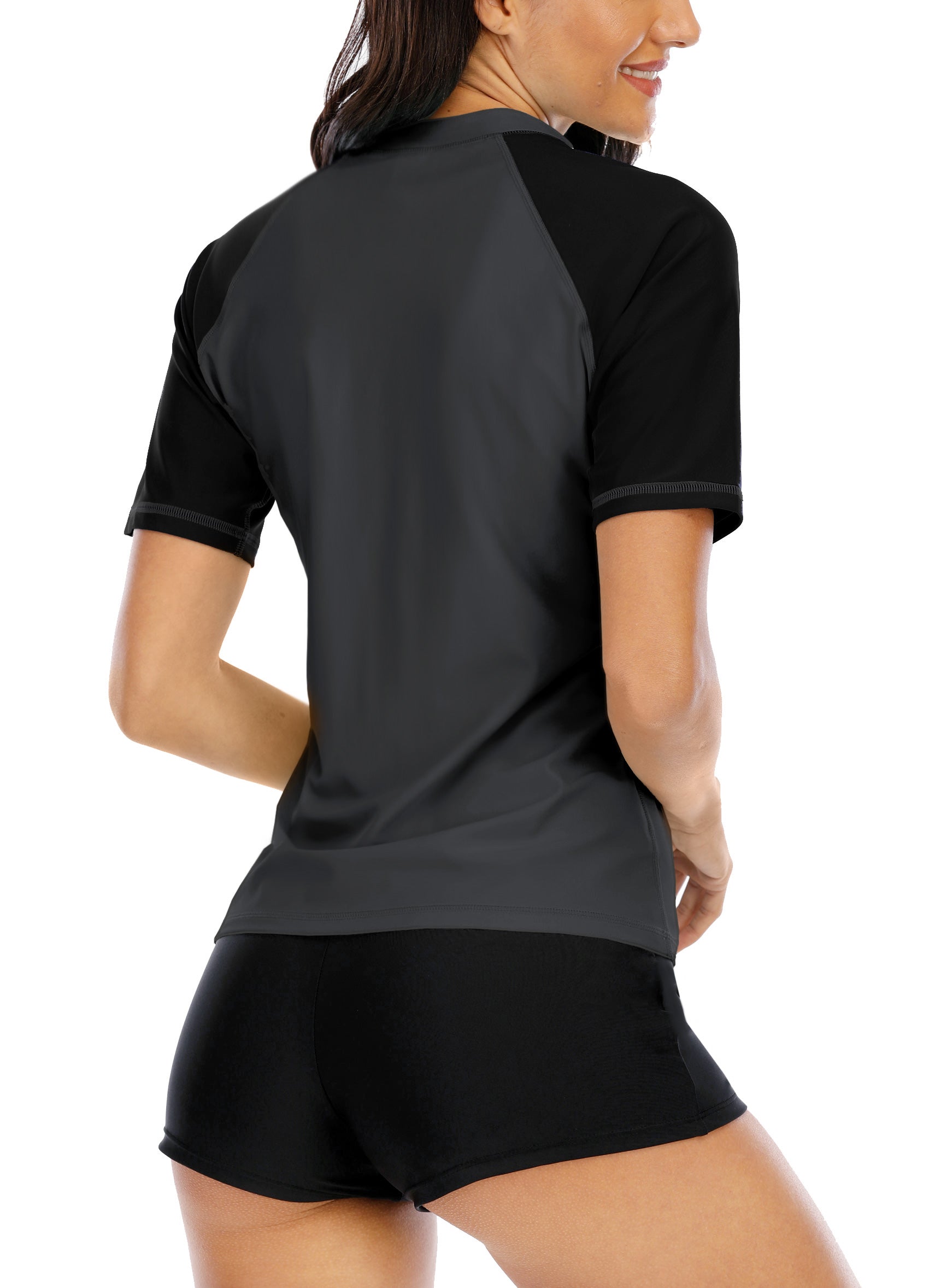 Halcurt Damen Kurzarm-Rashguard-Badeanzugoberteil