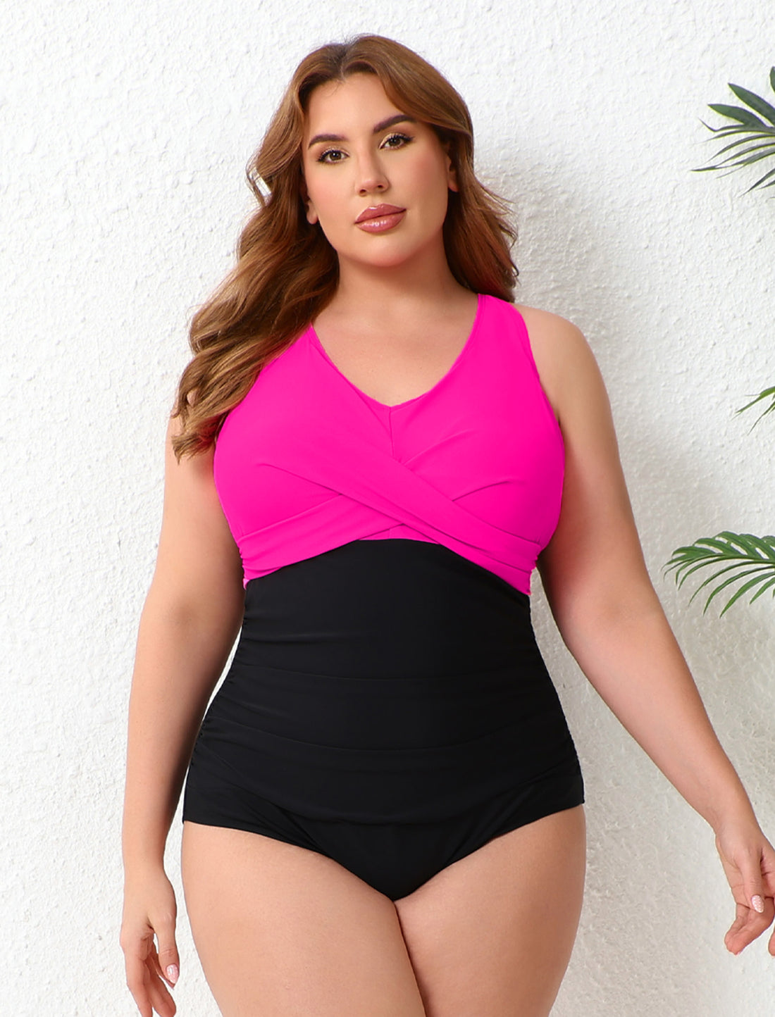 Retro Twist Front Plus Size One Piece Swimsuit