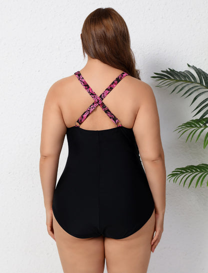 Retro Twist Front Plus Size One Piece Swimsuit