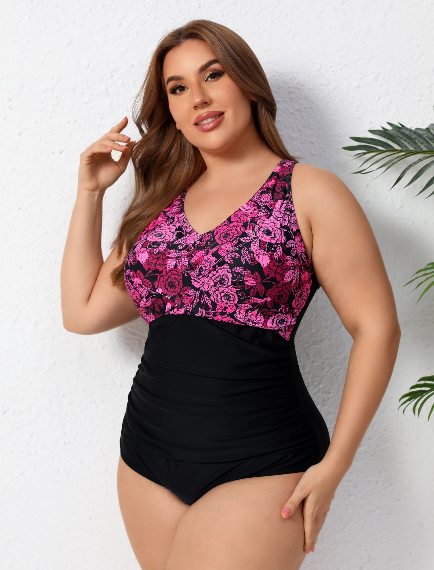 Retro Twist Front Plus Size One Piece Swimsuit