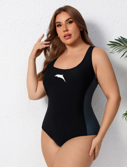 Training Essential Racerback Plus Size Athletic One Piece Swimsuit  with Adjustable Strap