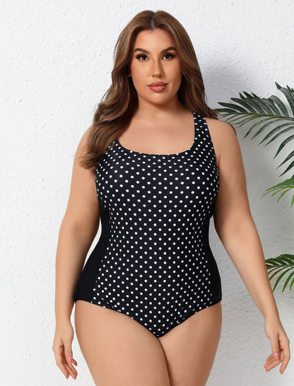Training Essential Racerback Plus Size Athletic One Piece Swimsuit  with Adjustable Strap