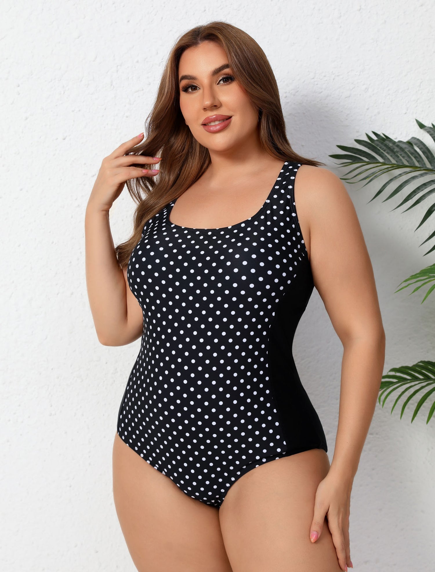 Training Essential Racerback Plus Size Athletic One Piece Swimsuit  with Adjustable Strap
