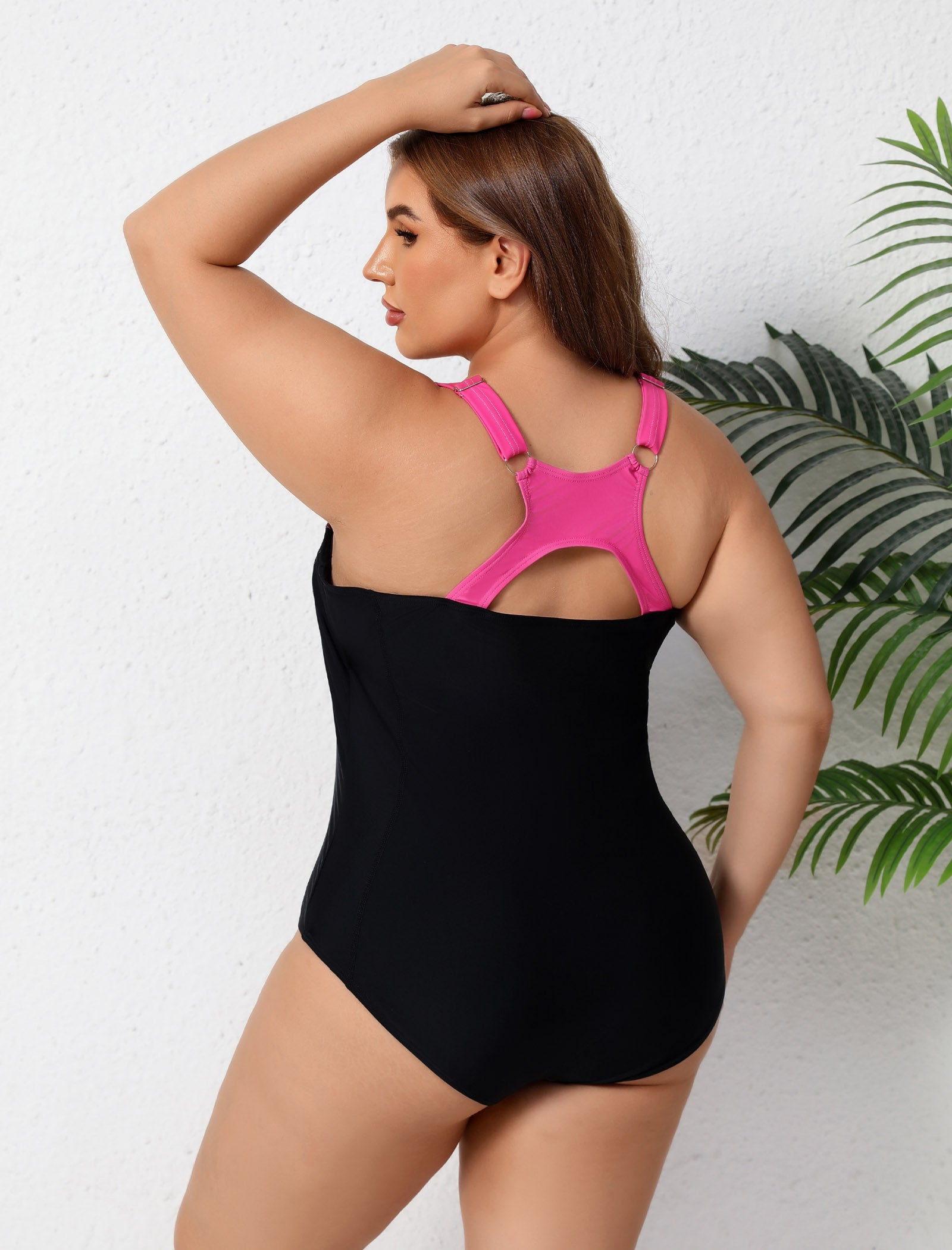 Training Essential Racerback Plus Size Athletic One Piece Swimsuit  with Adjustable Strap