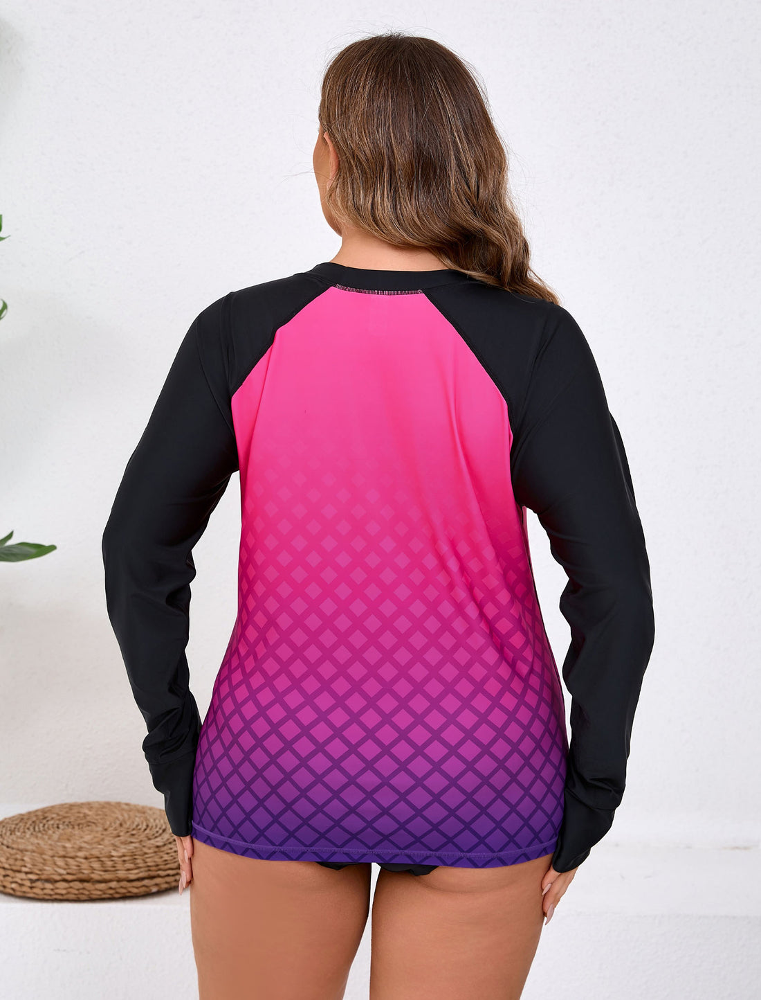 Halcurt Women Plus Size Rash Guard with Thumb Hole Swim Shirt