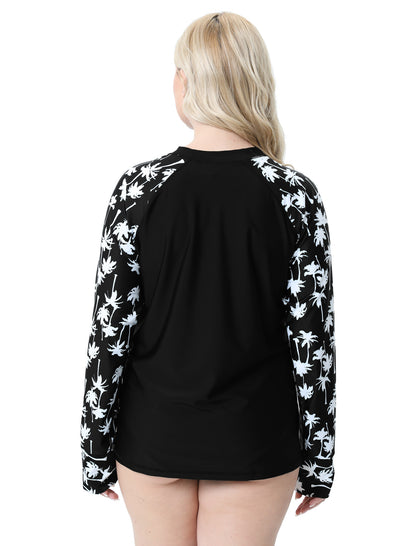 Halcurt Women Plus Size Rash Guard with Thumb Hole Swim Shirt