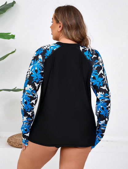 Halcurt Women Plus Size Rash Guard with Thumb Hole Swim Shirt