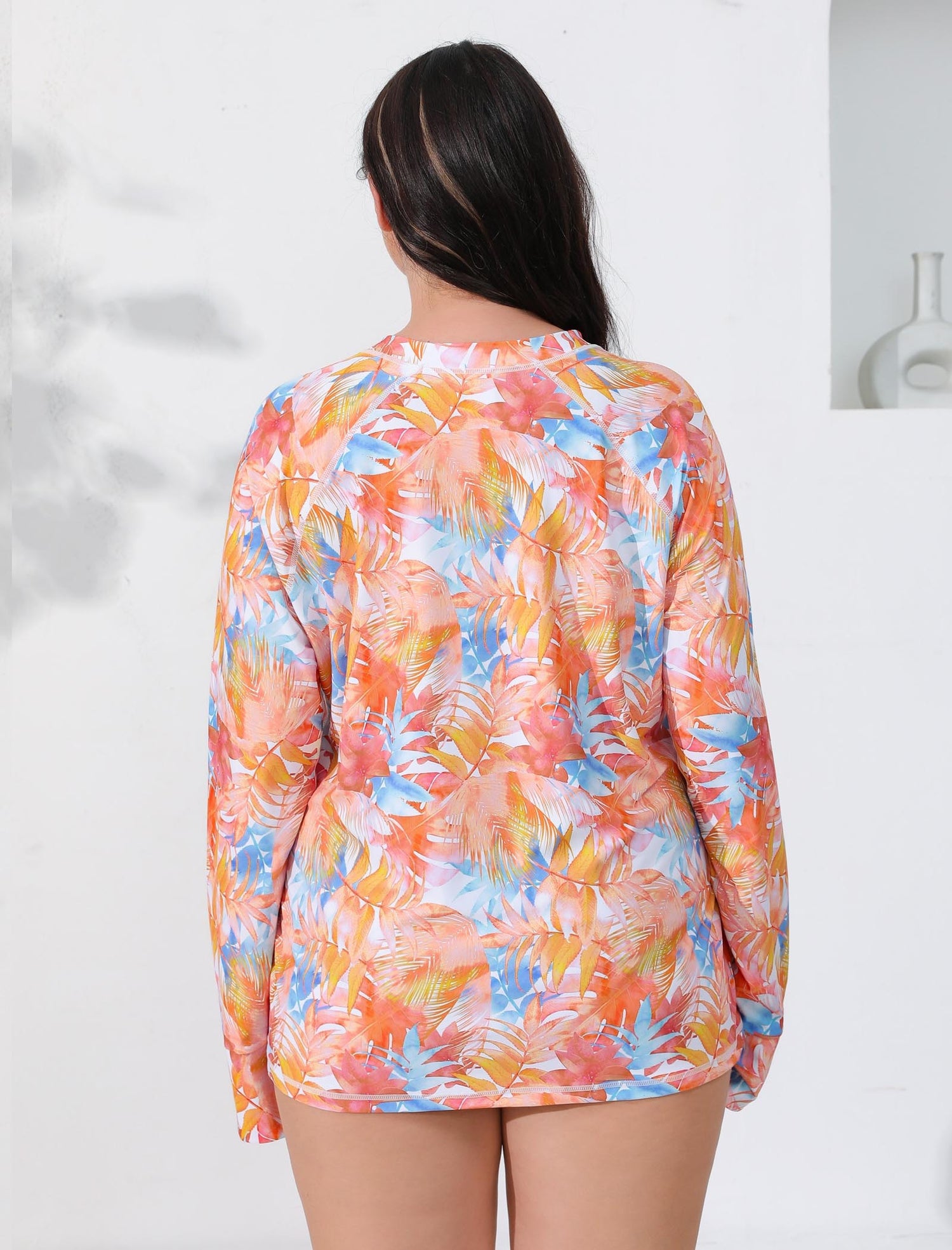 Halcurt Women Plus Size Rash Guard with Thumb Hole Swim Shirt