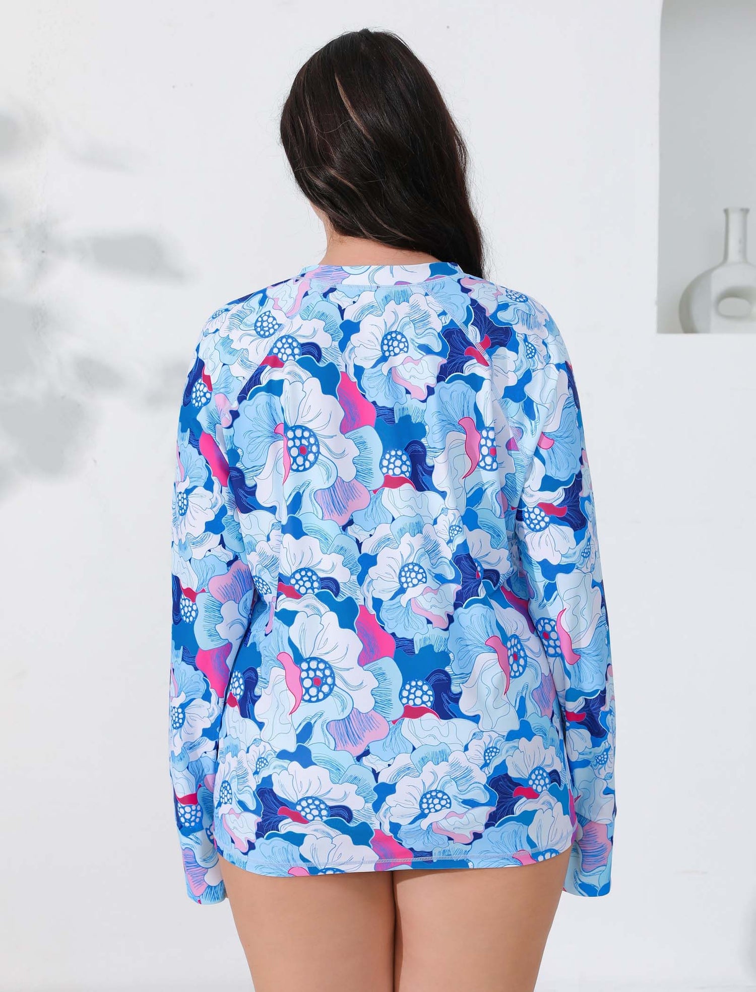 Halcurt Women Plus Size Rash Guard with Thumb Hole Swim Shirt