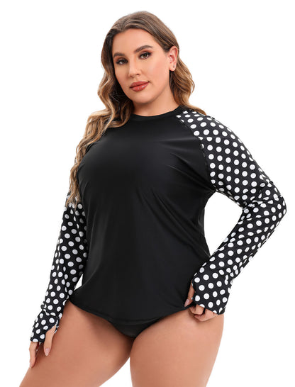 Halcurt Women Plus Size Rash Guard with Thumb Hole Swim Shirt