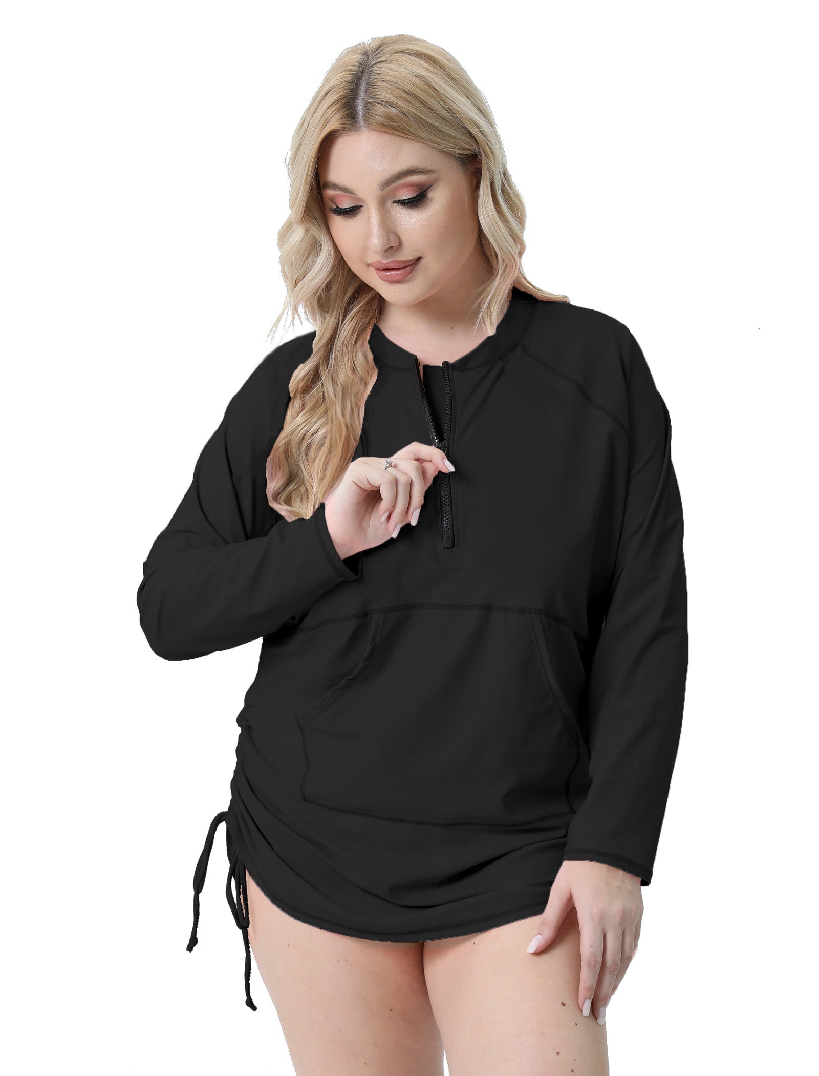 Halcurt Women Plus Size Long Sleeve Rash Guard Swimsuit Top
