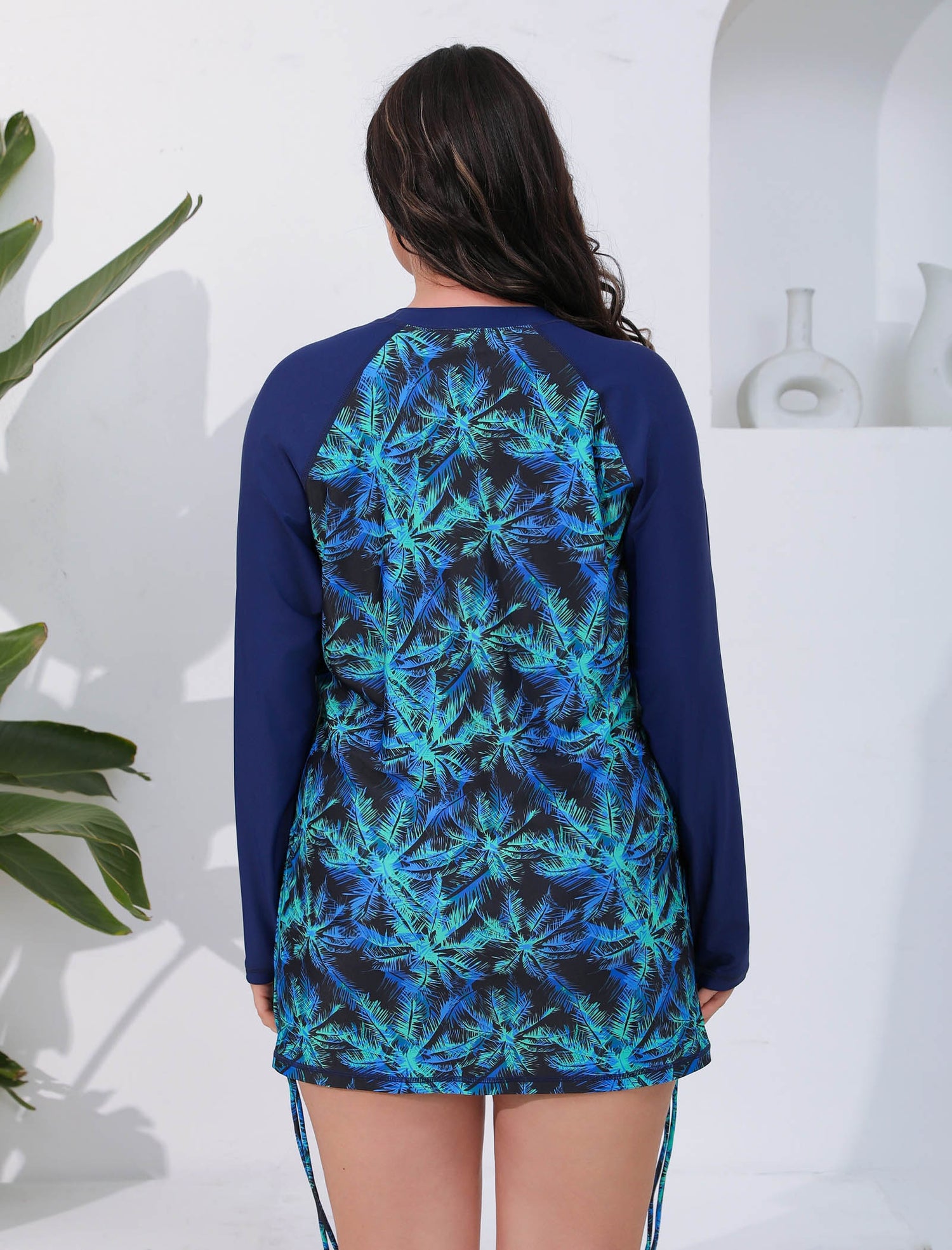 Halcurt Women Plus Size Long Sleeve Rash Guard Swimsuit Top