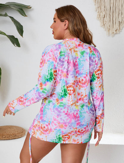 Halcurt Women Plus Size Long Sleeve Rash Guard Swimsuit Top