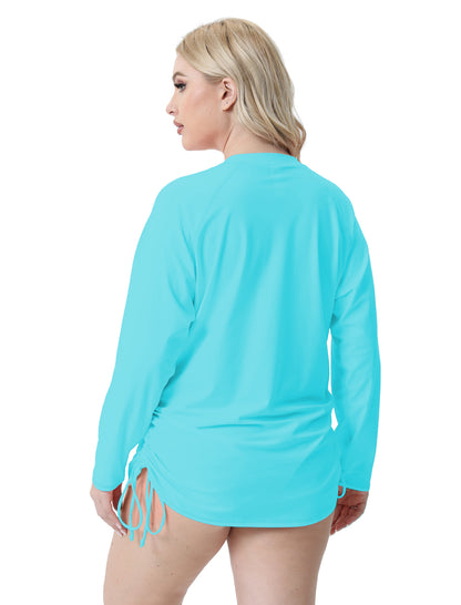 Halcurt Women Plus Size Long Sleeve Rash Guard Swimsuit Top