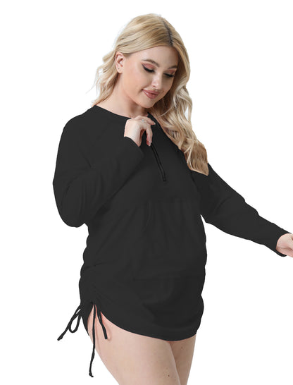 Halcurt Women Plus Size Long Sleeve Rash Guard Swimsuit Top