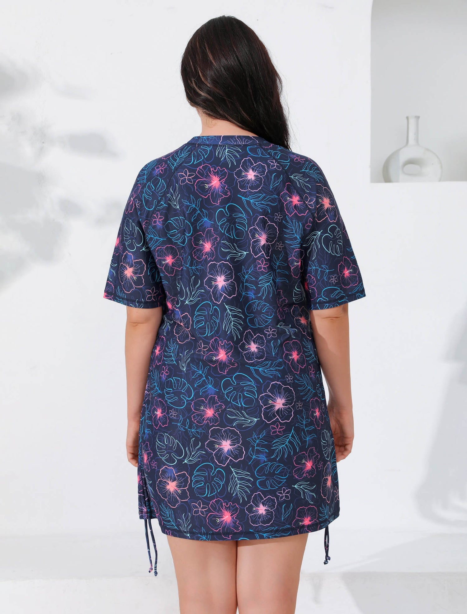 Halcurt Women Plus Size Swim Shirt Short Sleeve Top