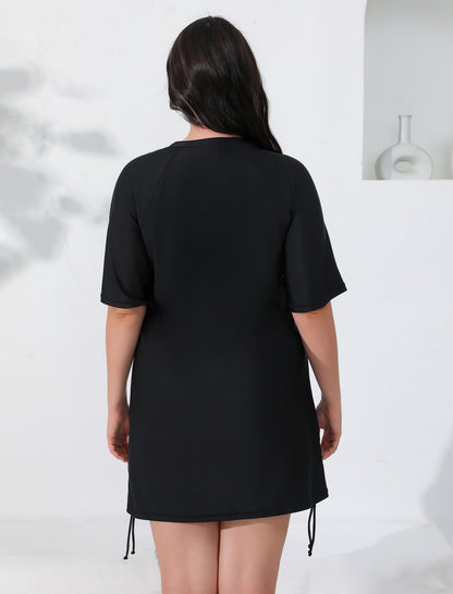 Halcurt Women Plus Size Swim Shirt Short Sleeve Top