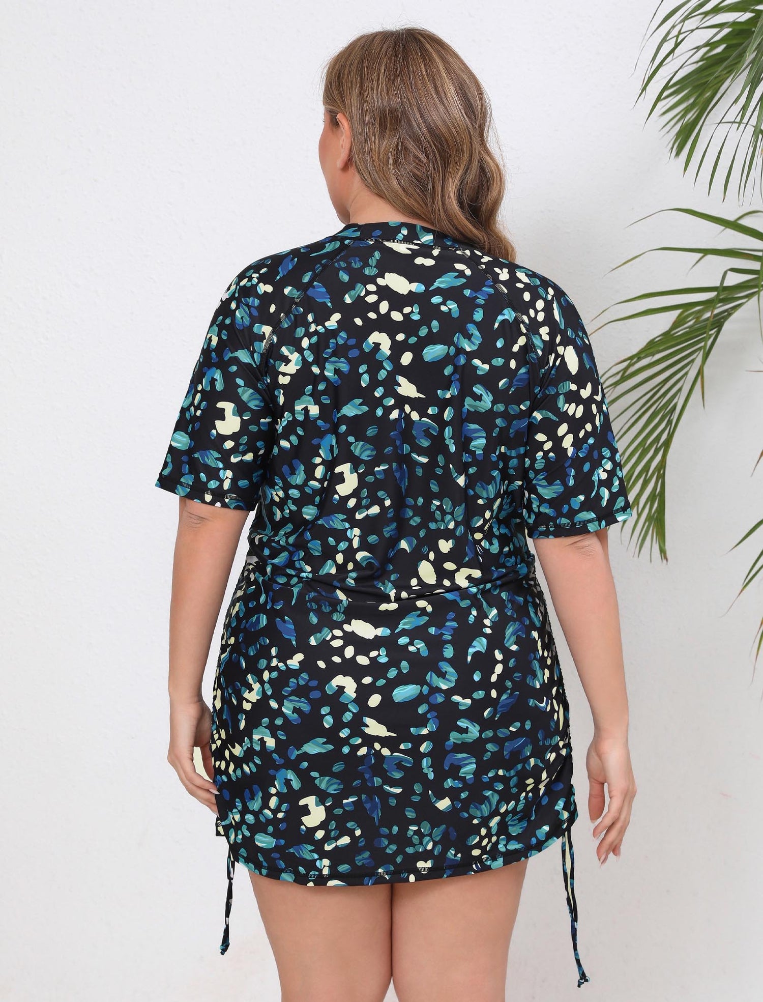 Halcurt Women Plus Size Swim Shirt Short Sleeve Top