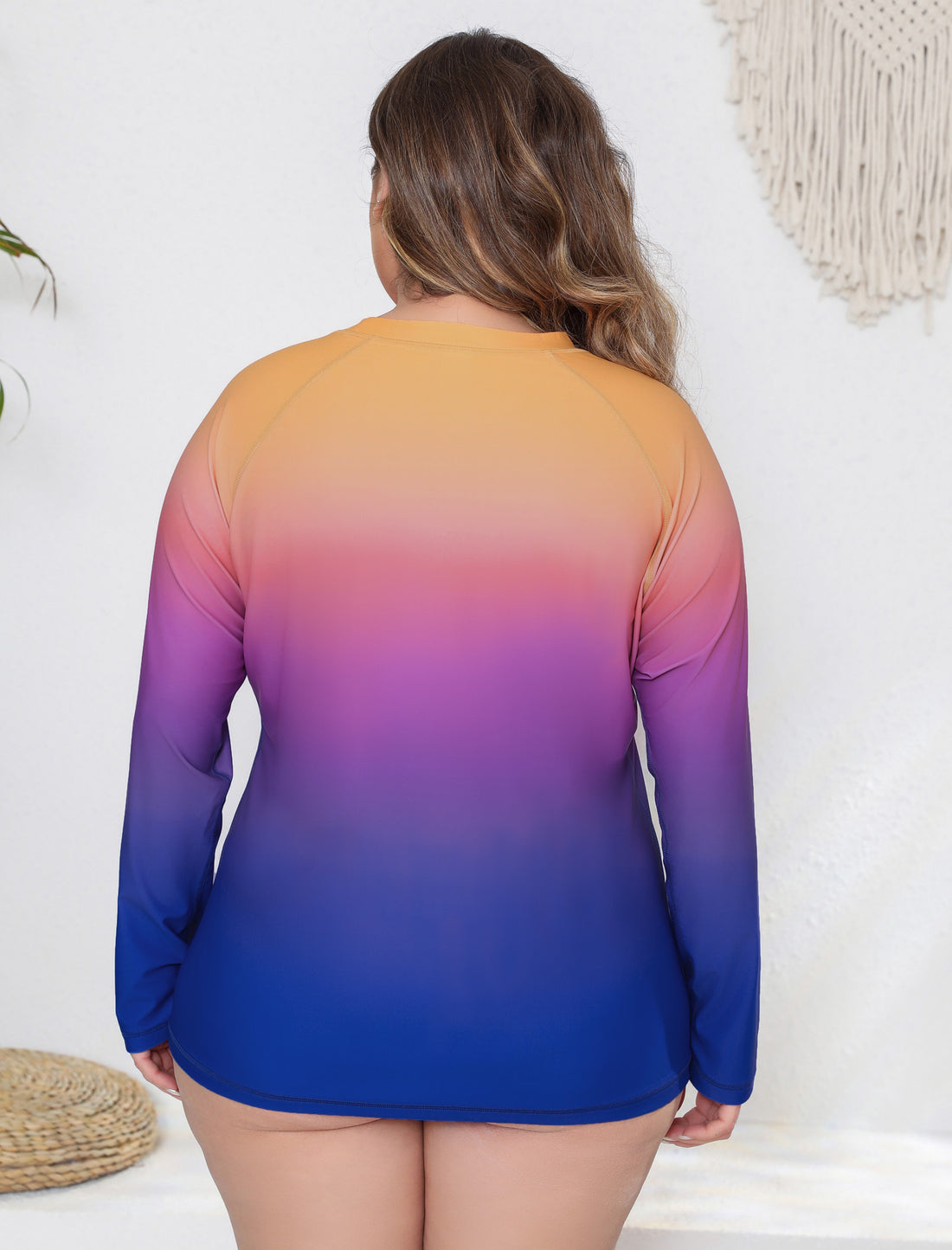 Halcurt Damen Plus Size Langarm-Rashguard-Badeanzug-Top