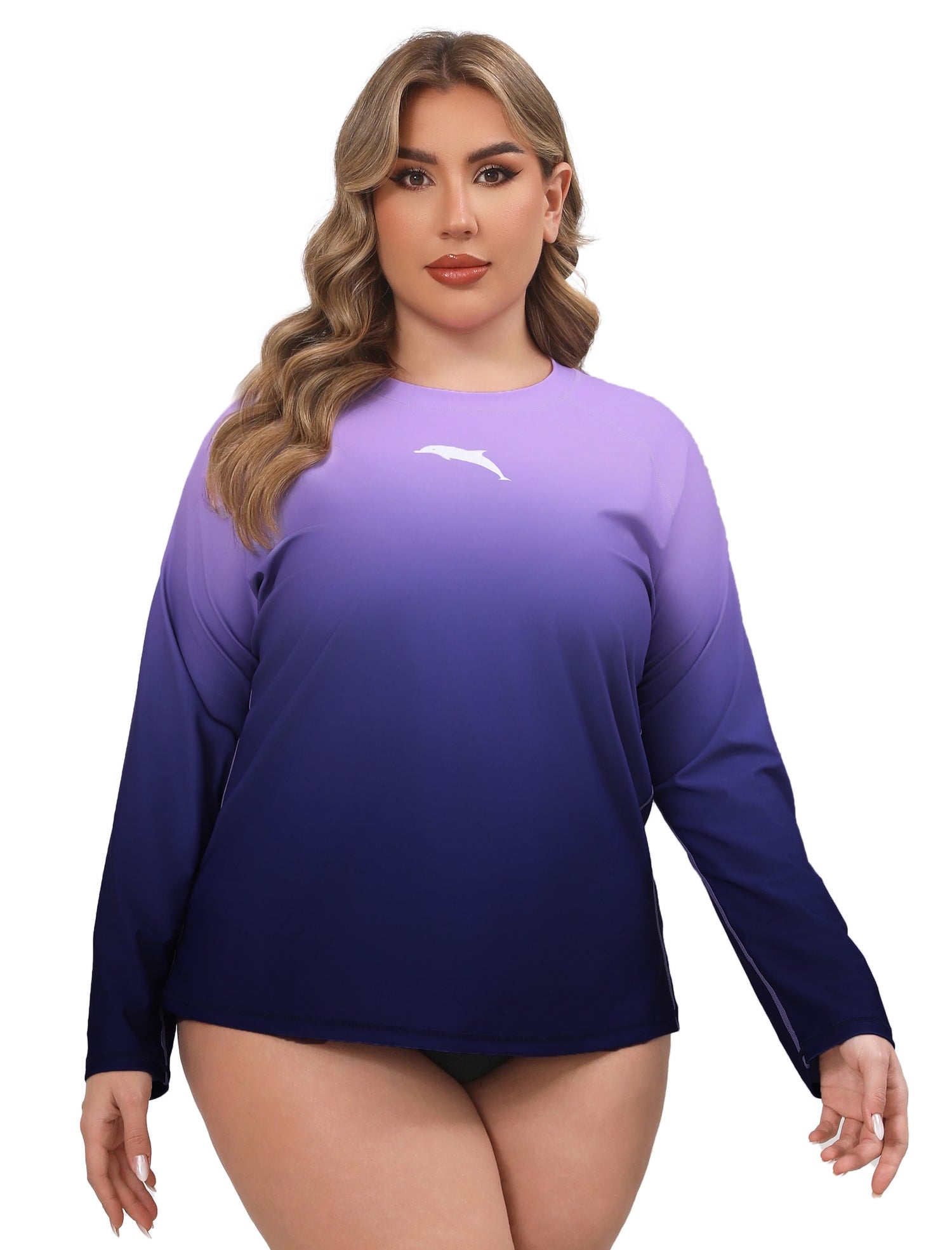 Halcurt Damen Plus Size Langarm-Rashguard-Badeanzug-Top