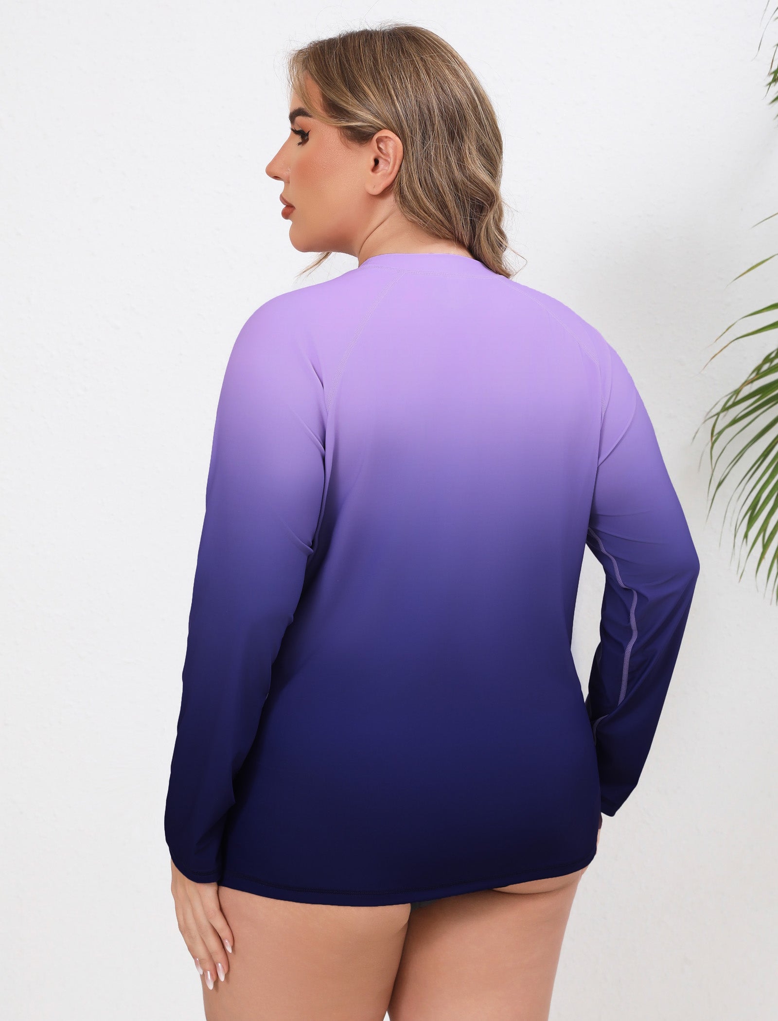Halcurt Damen Plus Size Langarm-Rashguard-Badeanzug-Top