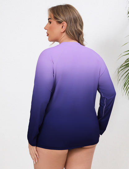 Halcurt Damen Plus Size Langarm-Rashguard-Badeanzug-Top