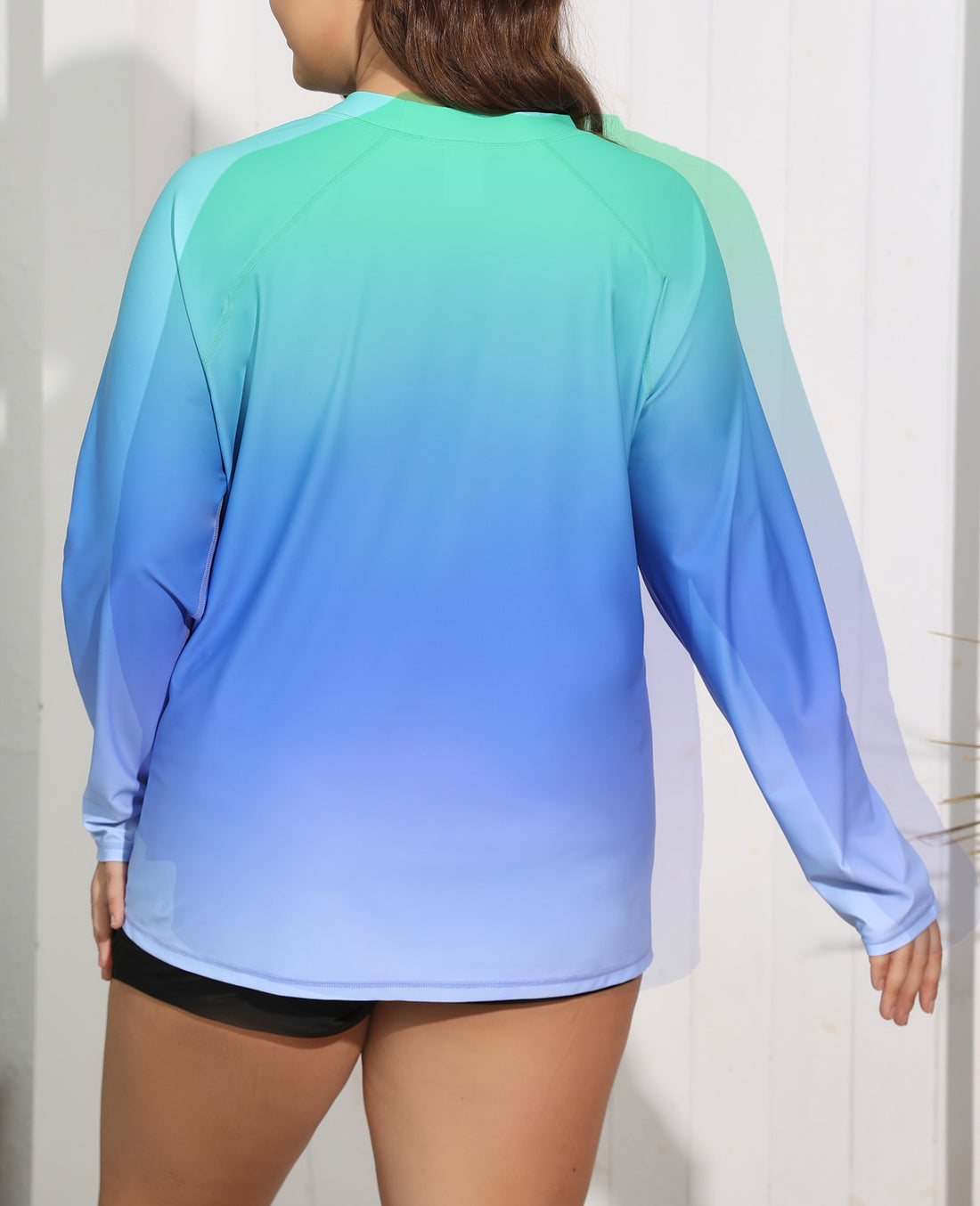 Halcurt Women Plus Size Long Sleeve Rash Guard Swimsuit Top